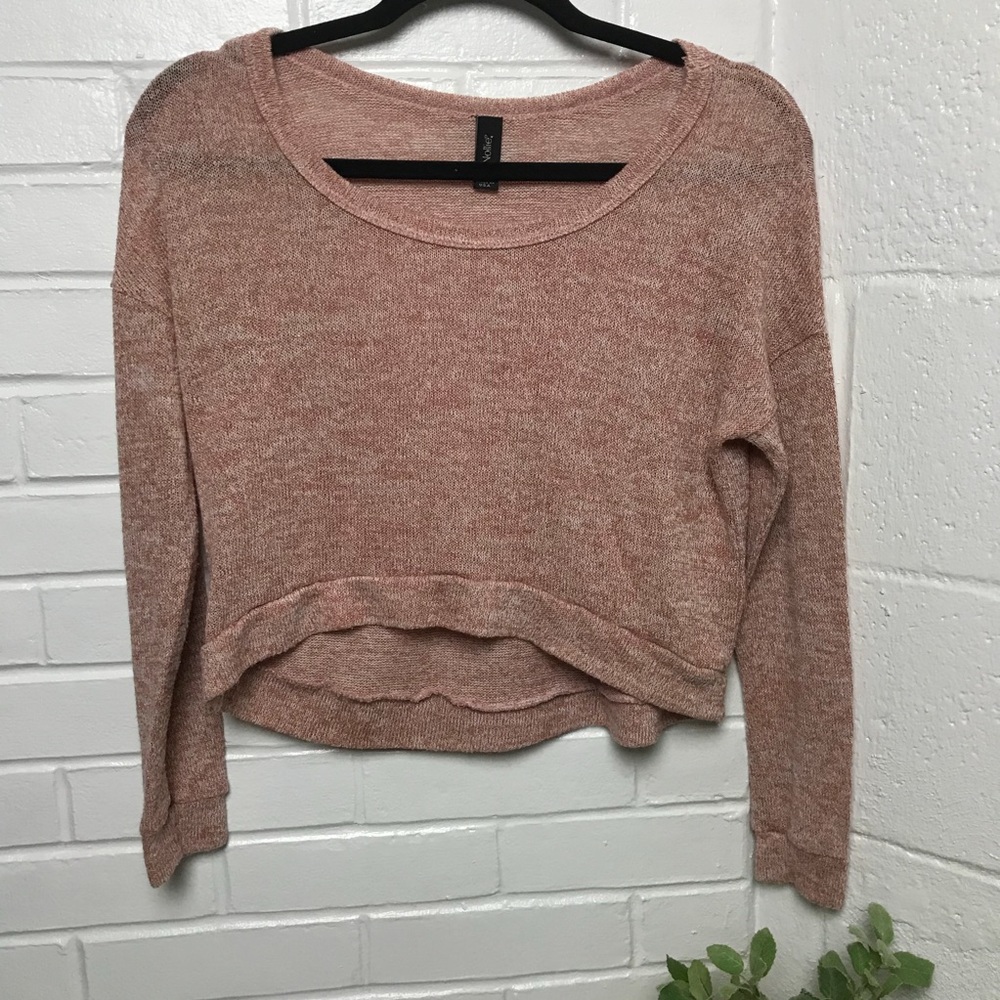 {Nollie} Pink Rose Crop Knit Top